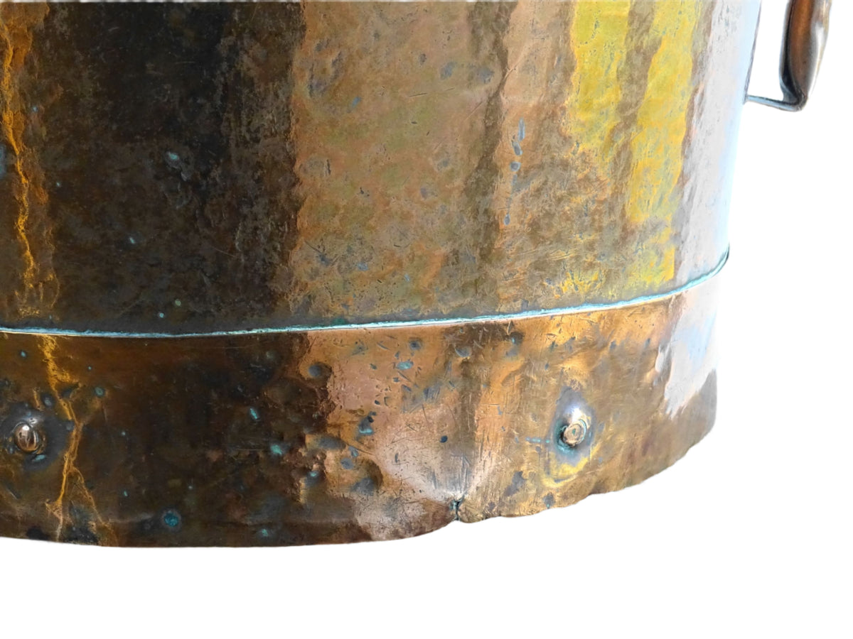 Antique French copper water vessel, rustic farmhouse decor, vintage ferrat from Auvergne with patina, 18th-century copper home accent