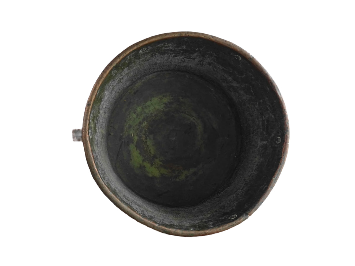Antique French copper water vessel, rustic farmhouse decor, vintage ferrat from Auvergne with patina, 18th-century copper home accent