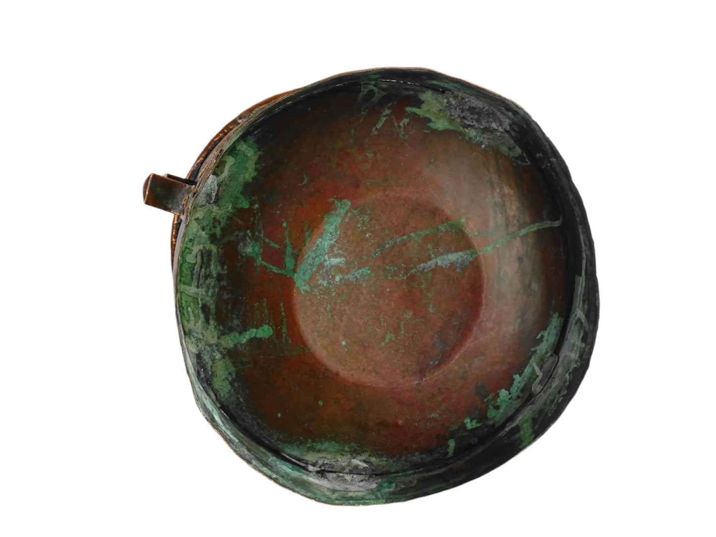 Antique French copper water vessel, rustic farmhouse decor, vintage ferrat from Auvergne with patina, 18th-century copper home accent