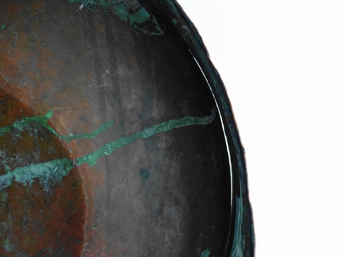 Antique French copper water vessel, rustic farmhouse decor, vintage ferrat from Auvergne with patina, 18th-century copper home accent