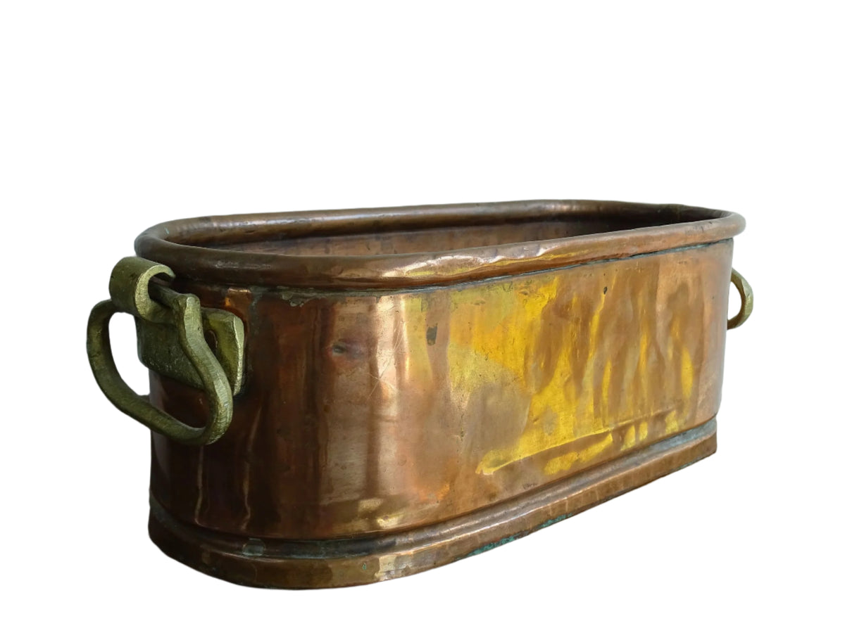 Antique French Copper Planter with Brass Handles