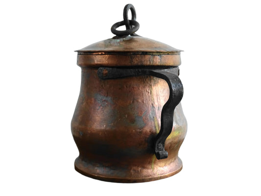 Antique French Copper Pot with Wrought Iron Handles
