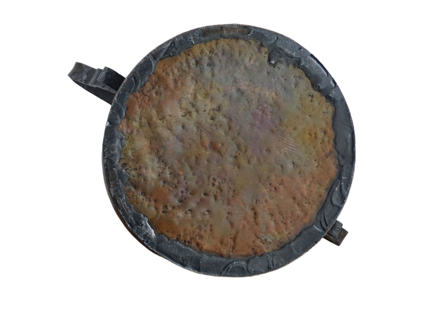 Antique French Copper Pot with Wrought Iron Handles