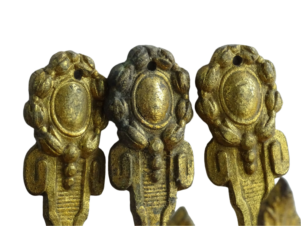 Trio of Antique Gilt Bronze French Hooks