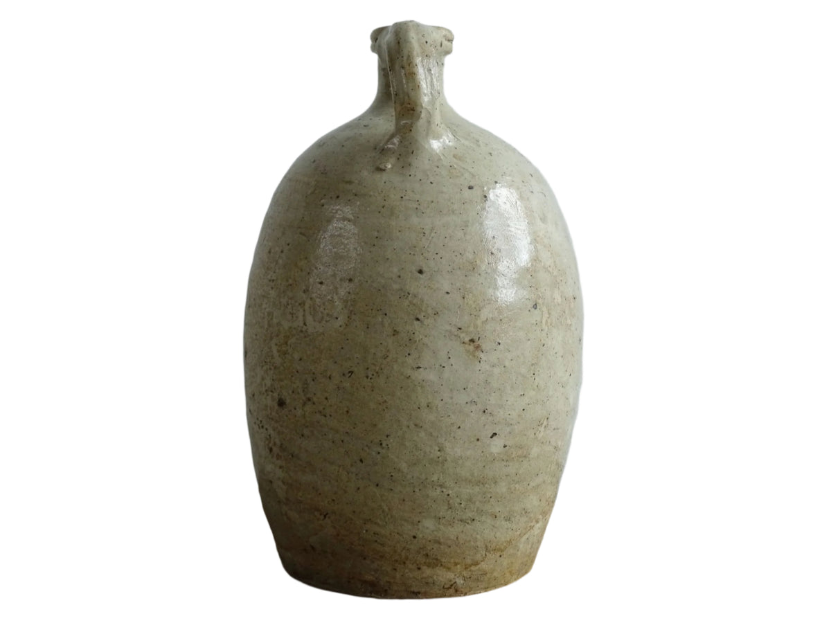 Antique French Stoneware Pitcher with Oatmeal Glaze for French farmhouse kitchen.
