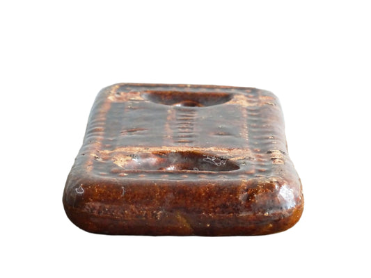 French Antique Terracotta Brique Chauffe-Lit with Brown Glaze