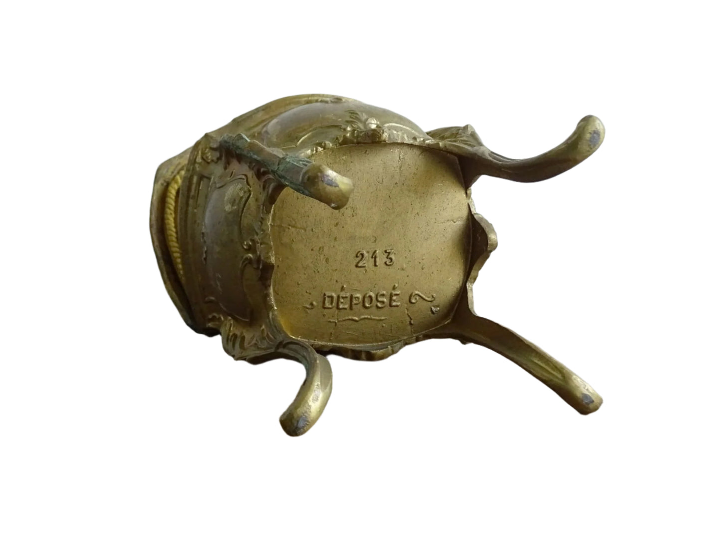 Antique French Trinket Box in Gilt Spelter with Silk Lining