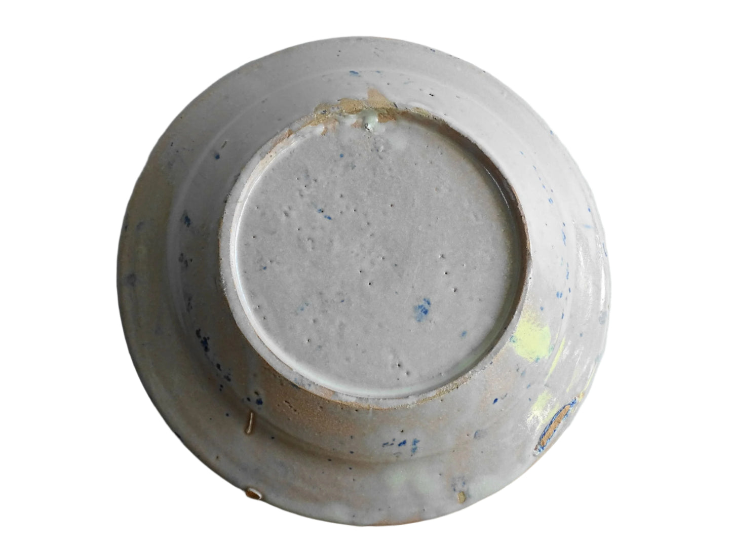 Antique Spanish Fajalauza Bowl with Blue Hand-Painted Pomegranate