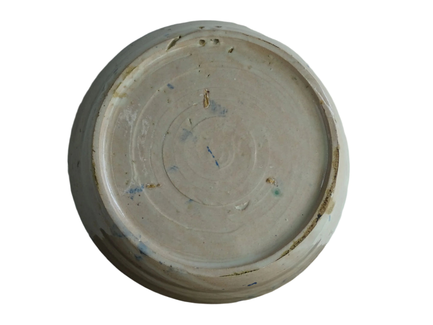 Large Antique Spanish Fajalauza Bowl or Lebrillo with Pomegranate, Hand-Painted Blue