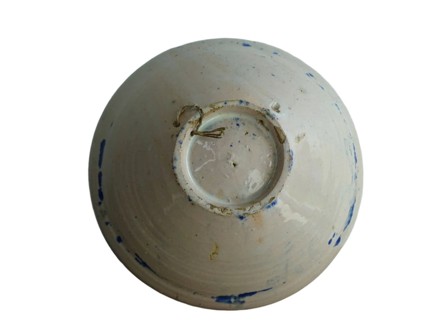 Antique Spanish Fajalauza Bowl in Green and Blue with Hand-Painted Birds, Spanish Terracotta Lebrillo