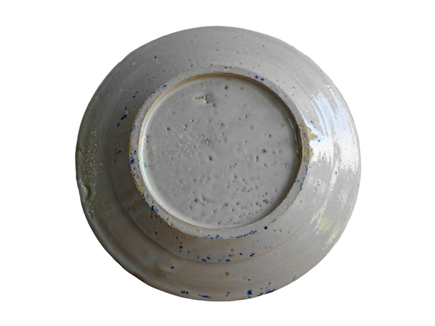 Antique Spanish Fajalauza Plate with Blue Hand-Painted Pomegranate