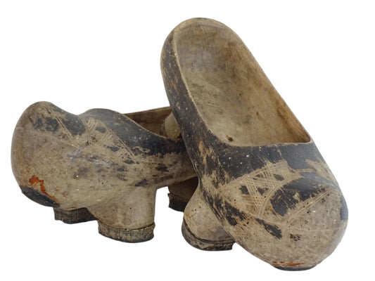 Vintage Spanish Cantabrian Albarcas Wooden Shoes or Clogs