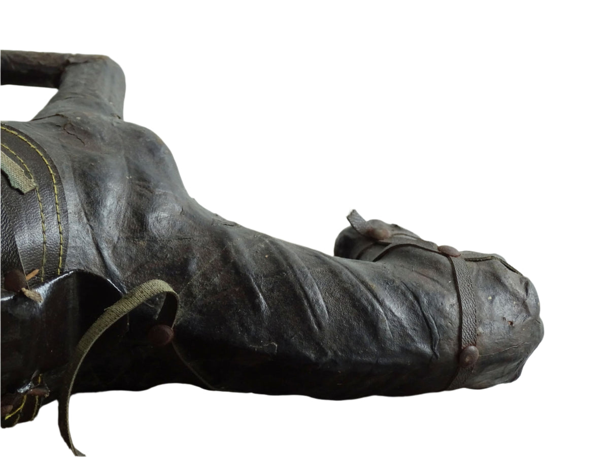 Distressed antique leather horse figurine for vintage shelf decor