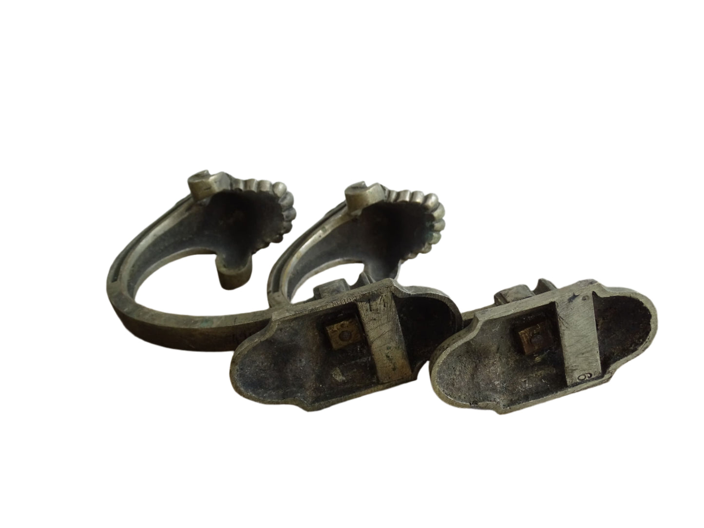 French antique curtain tie backs with lion heads. Decorative curtain hooks.