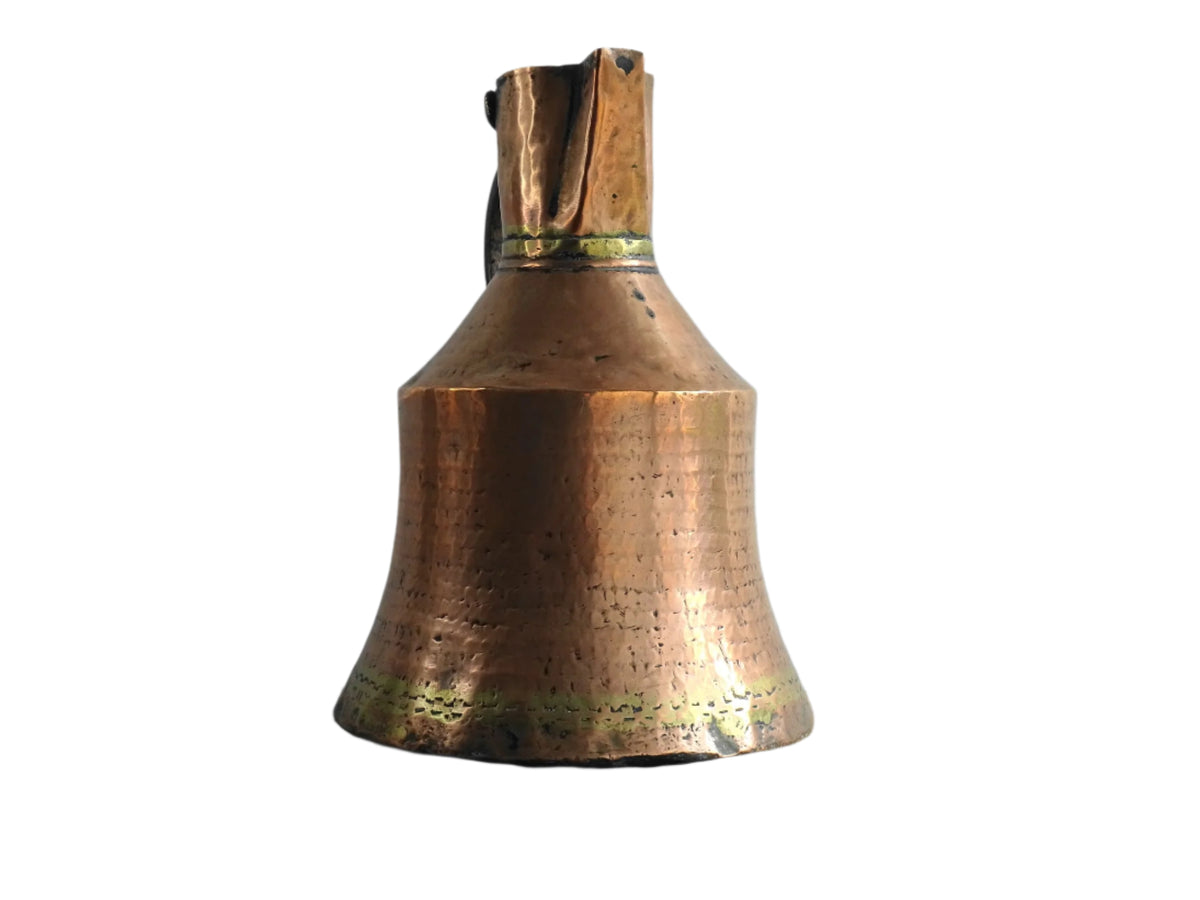 French antique hammered copper pitcher with flared base. Antique copper ewer for a French farmhouse decor.