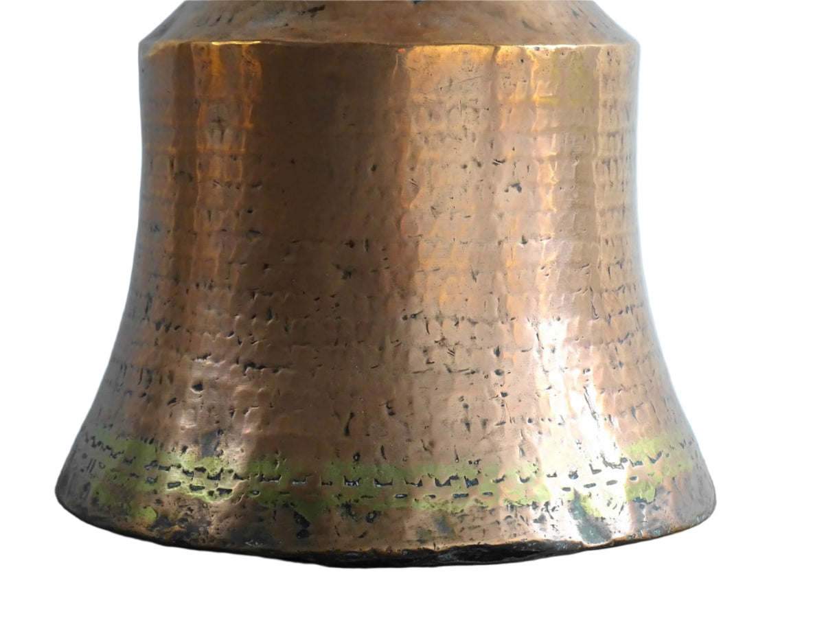French antique hammered copper pitcher with flared base. Antique copper ewer for a French farmhouse decor.