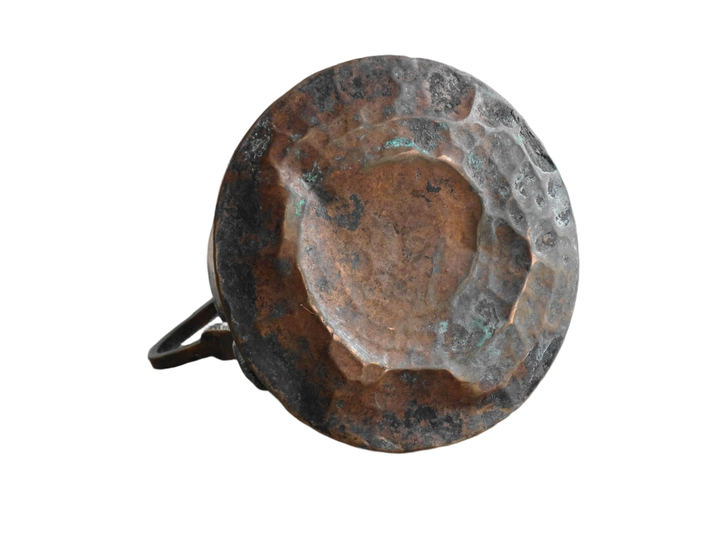 French antique hammered copper pitcher with flared base. Antique copper ewer for a French farmhouse decor.