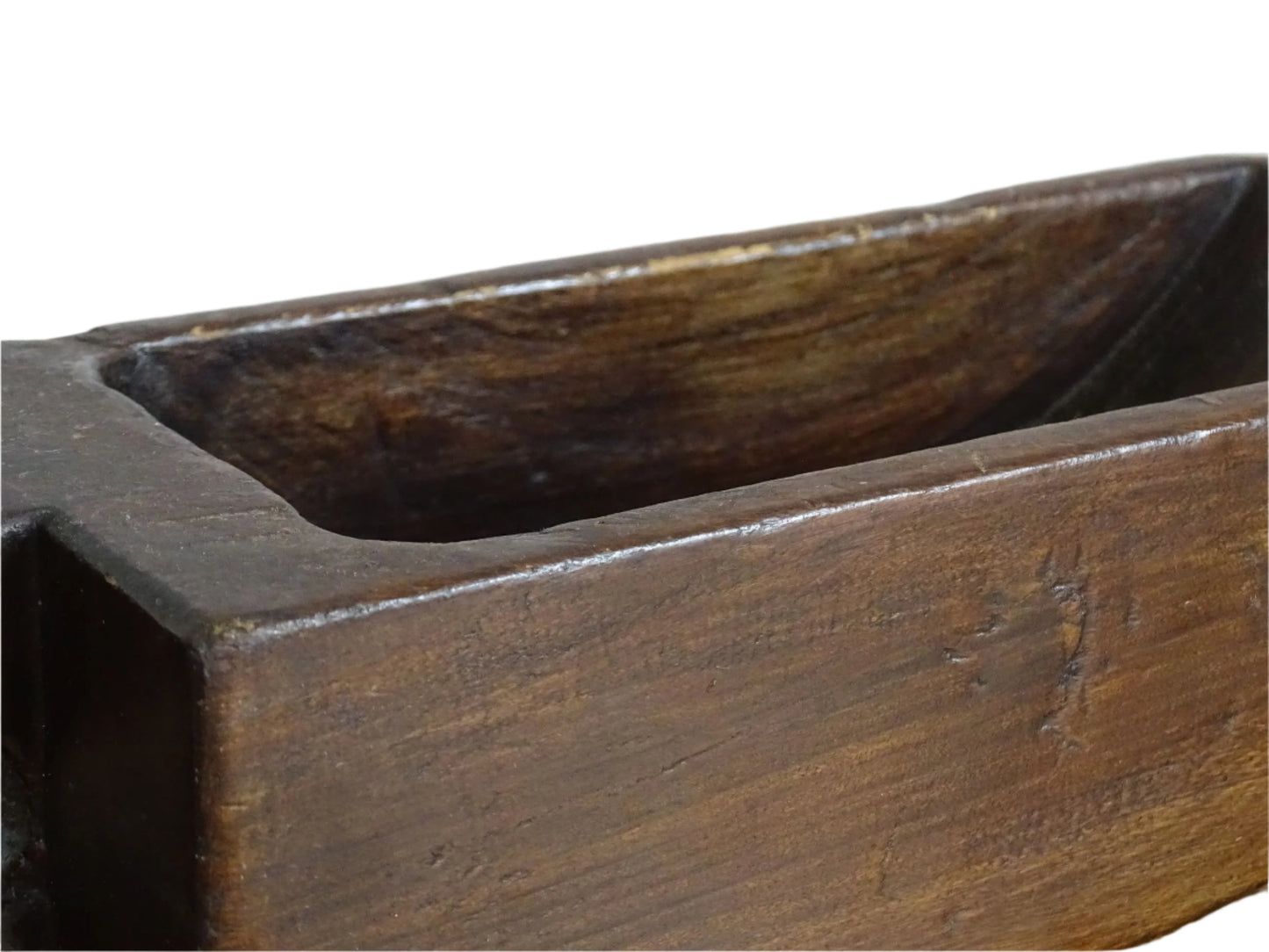 French antique wooden grain scoop with a rich patina, hand-carved grain scoop for rustic French farmhouse decor