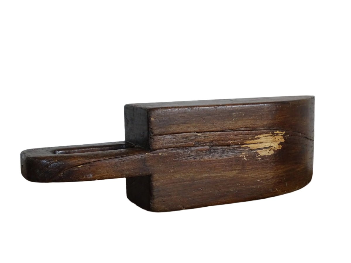 French antique wooden grain scoop with a rich patina, hand-carved grain scoop for rustic French farmhouse decor