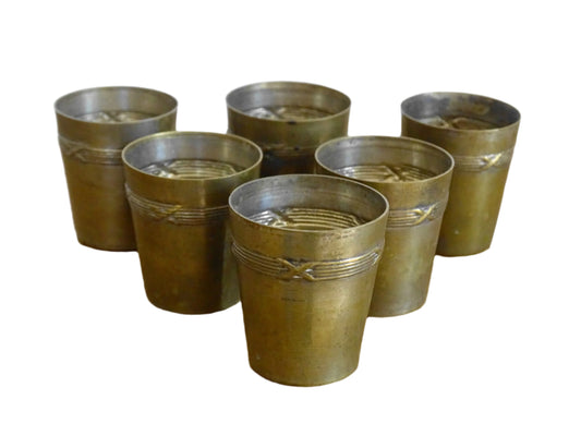 Set of Six French antique Silver Plated Aperitif Cups