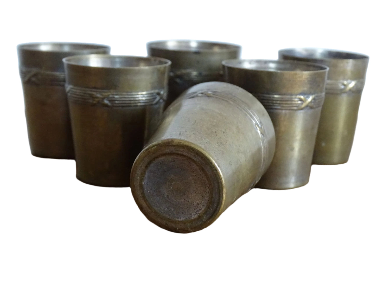 Set of Six French antique Silver Plated Aperitif Cups