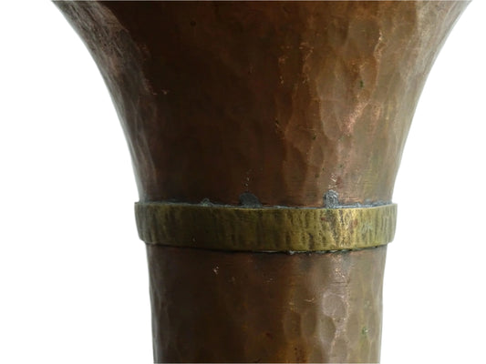 Vintage French Hammered Copper Vase with Brass Band
