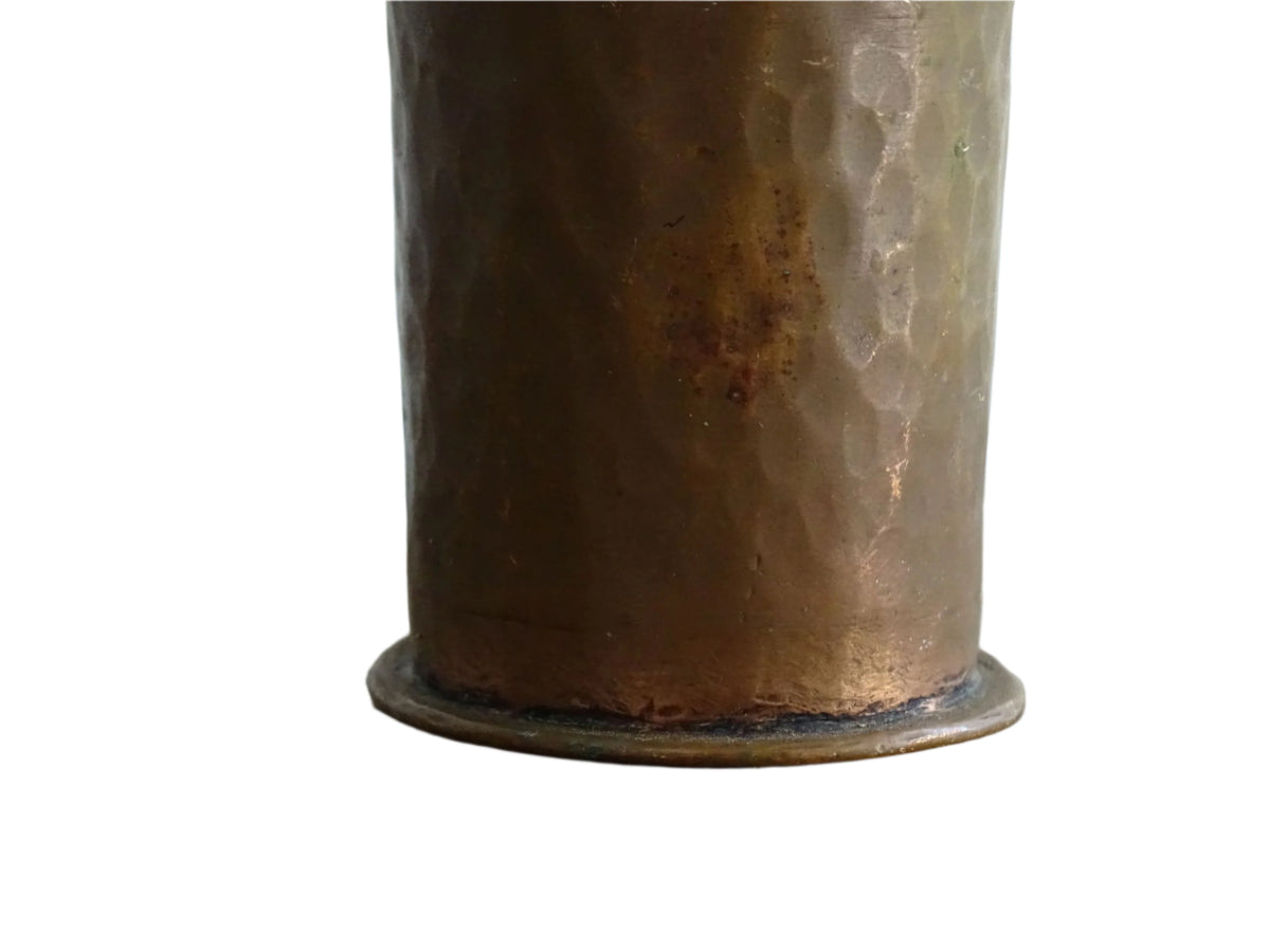 Vintage French Hammered Copper Vase with Brass Band
