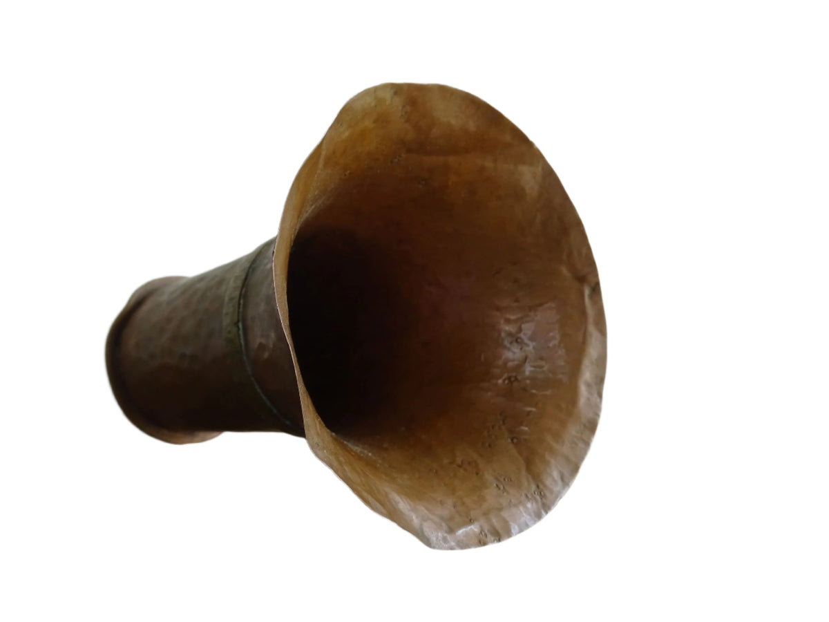 Vintage French Hammered Copper Vase with Brass Band