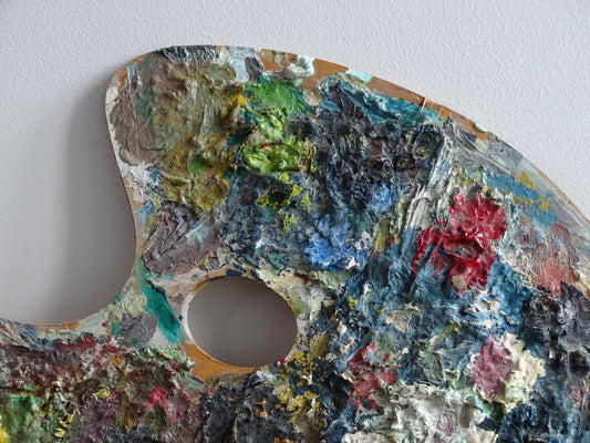 Vintage French Artist's Palette with Layers of Paint