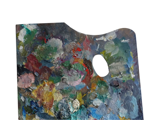 Vintage French Artist's Palette with Layers of Paint