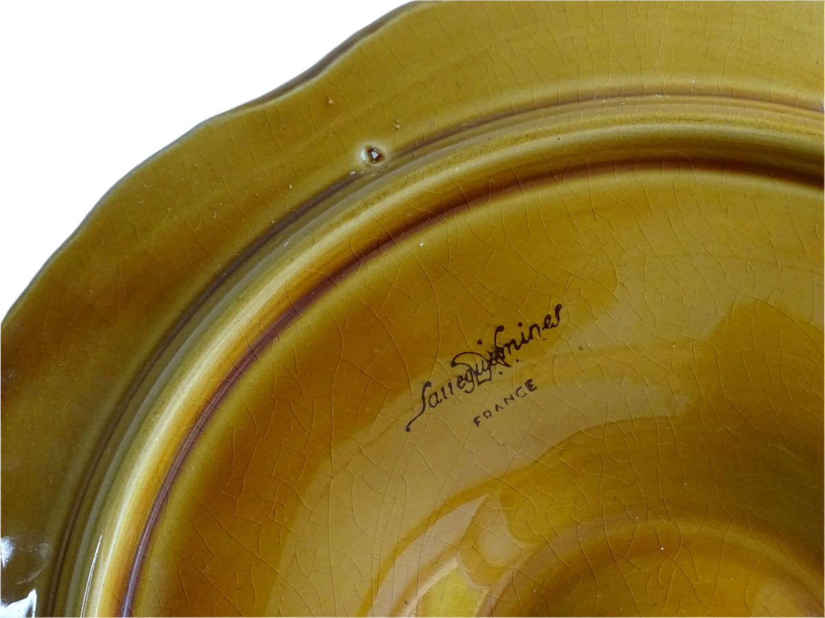 Vintage French Sarreguemines Brown Oyster Plate