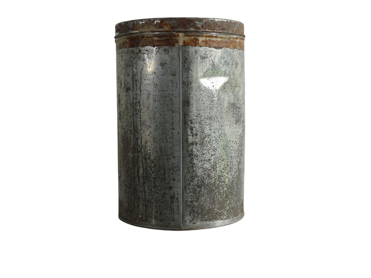 Vintage French Shop Display Pierrot Gourmand Tin, Silver Tin