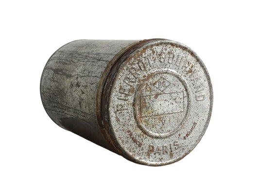 Vintage French Shop Display Pierrot Gourmand Tin, Silver Tin