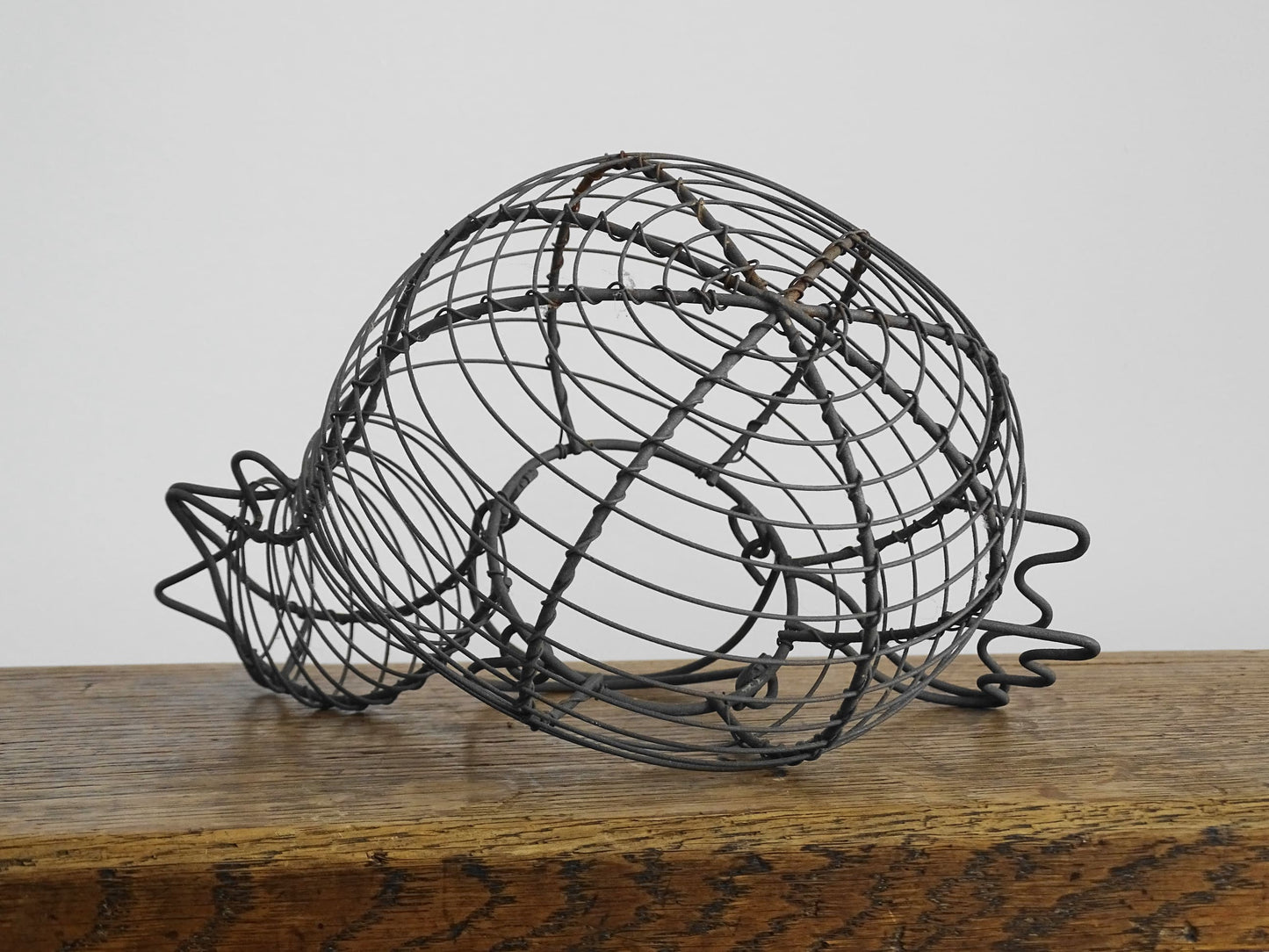 Vintage French Wire Egg Basket in the Shape of a Chicken or Hen