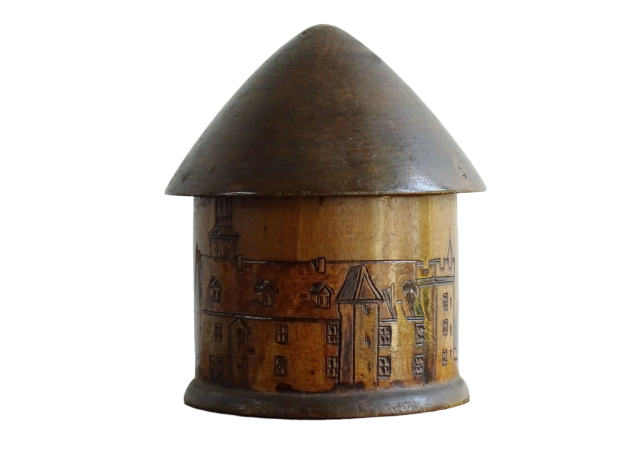 Vintage French Wooden Souvenir Pot