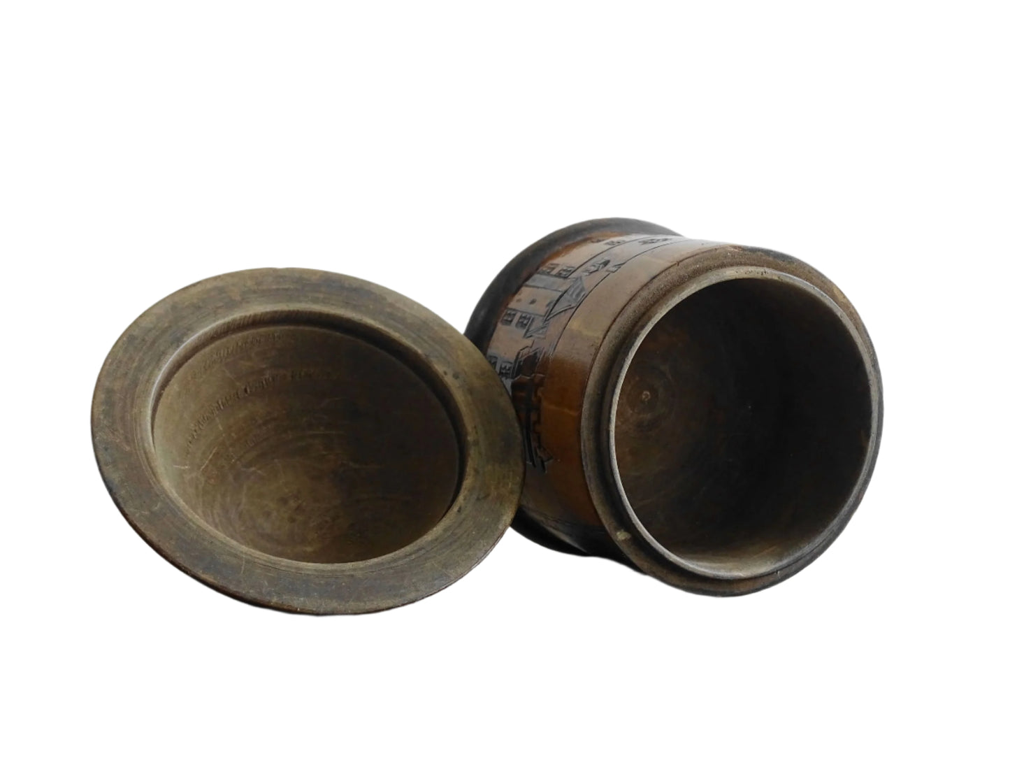 Vintage French Wooden Souvenir Pot