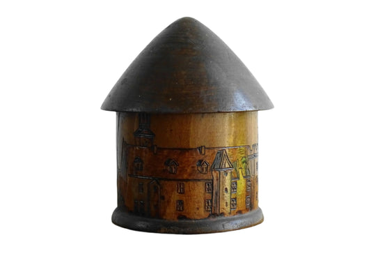 Vintage French Wooden Souvenir Pot