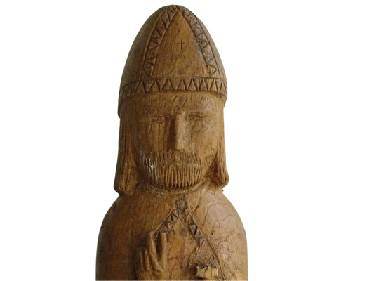 Vintage French Wooden St Pierre Statue