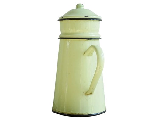 Vintage French Enamel Yellow Coffee Pot