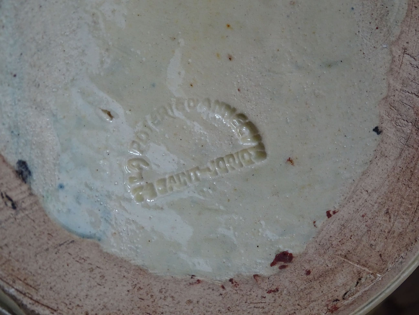 Vintage French Ceramic Hand-Painted Jug with Yellow Glaze and Flowers and Birds