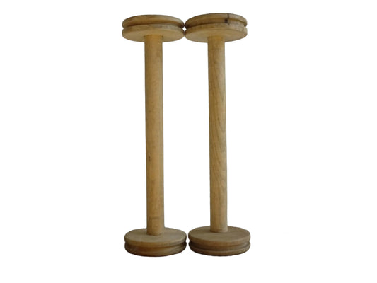 Pair of Vintage Wooden Bobbins