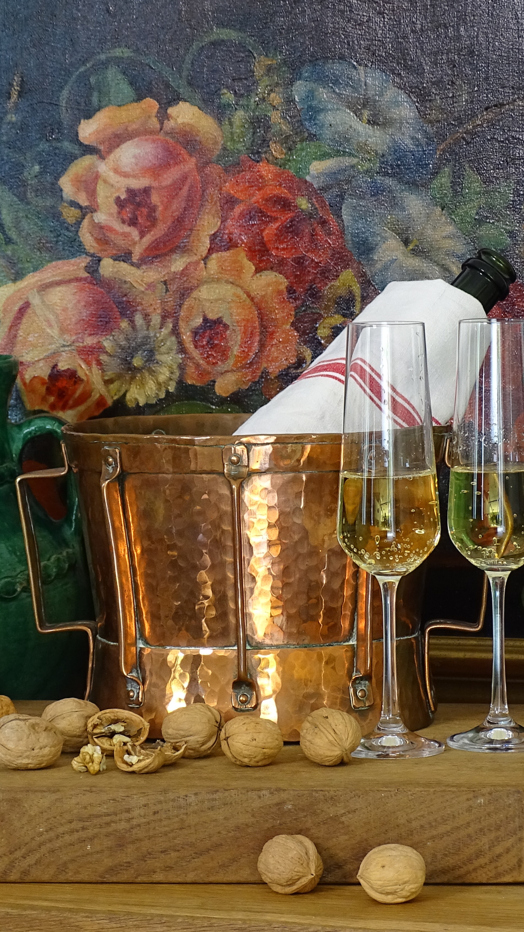 French antique copper ferrat as a champagne bucket