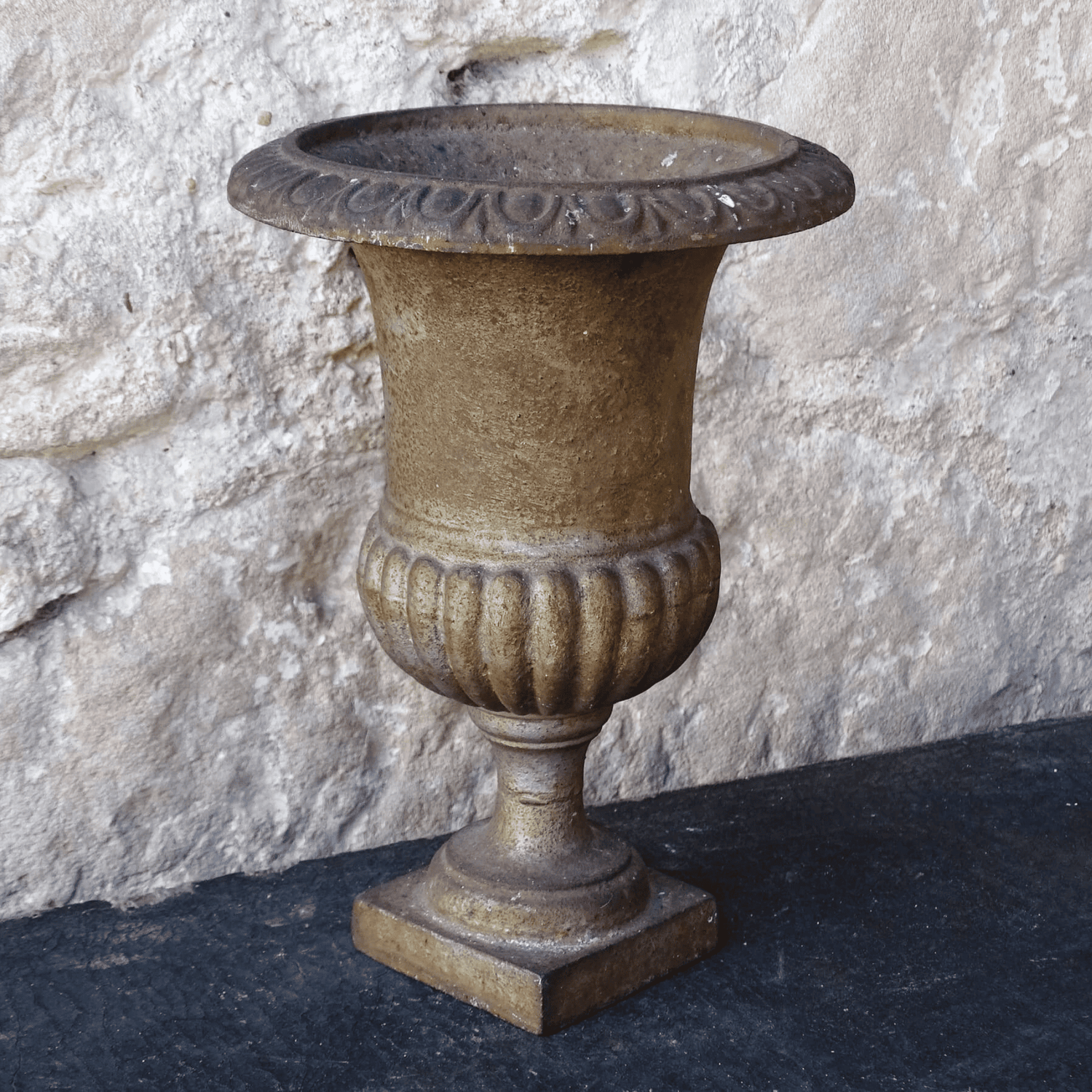 French antique cast iron urn, Medici planter