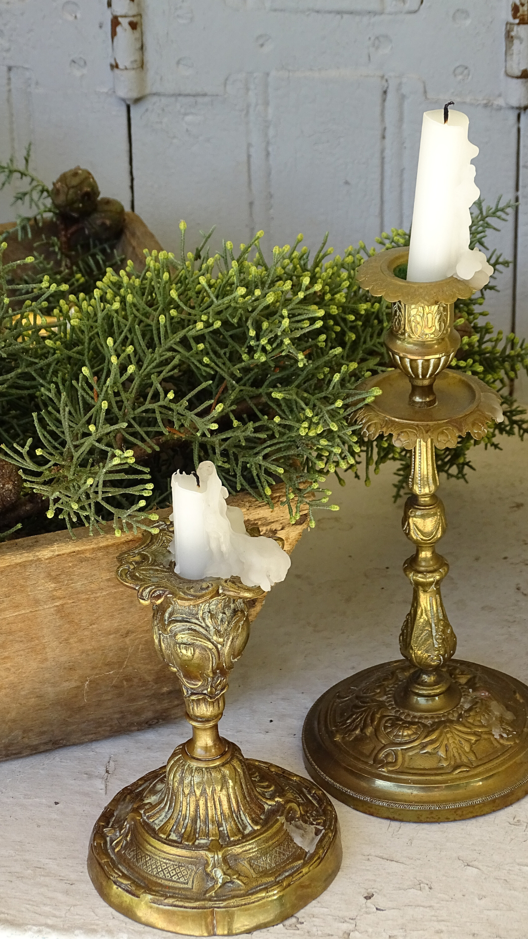 French antique brass Christmas decor
