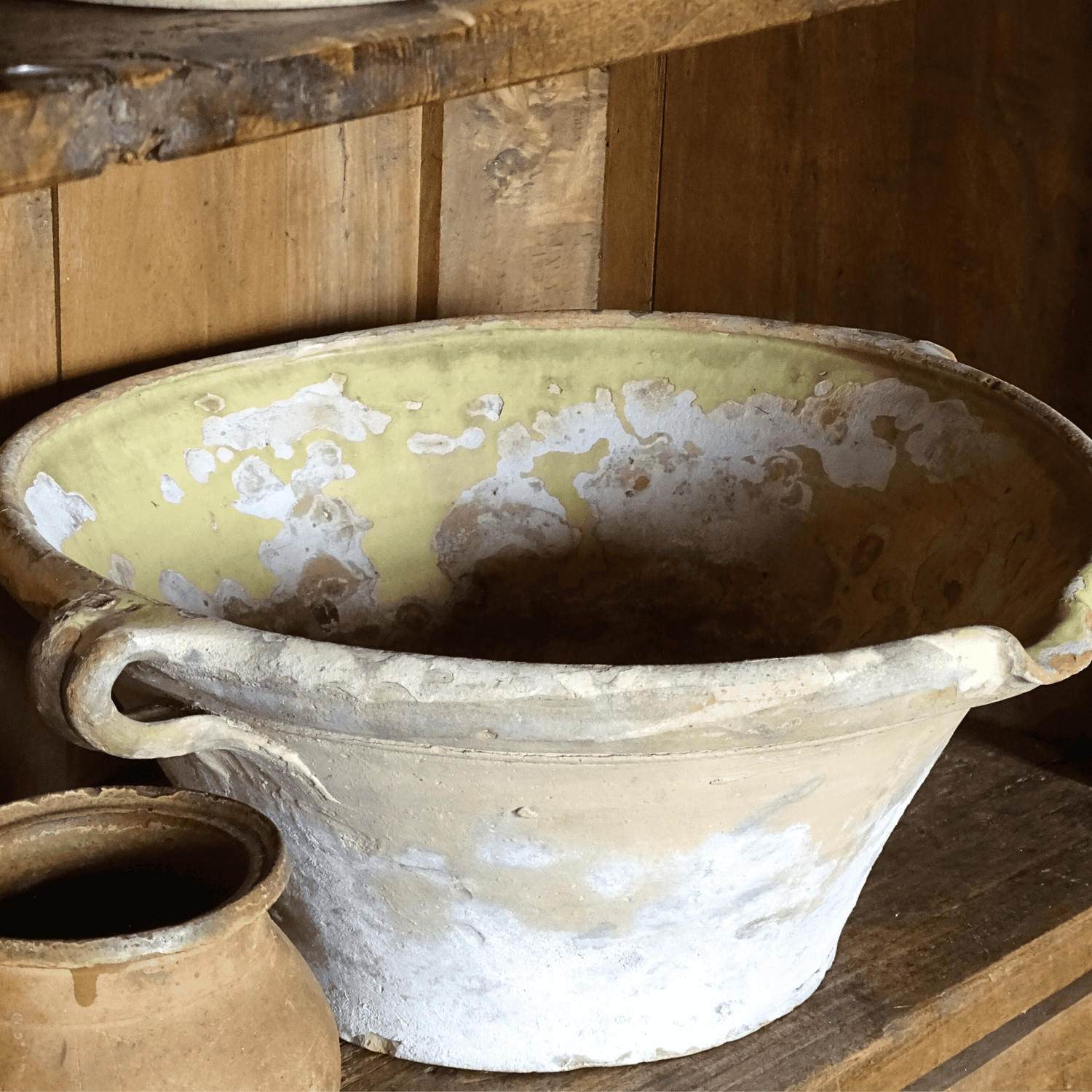 French antique tian bowl - antique glazed terracotta bowl