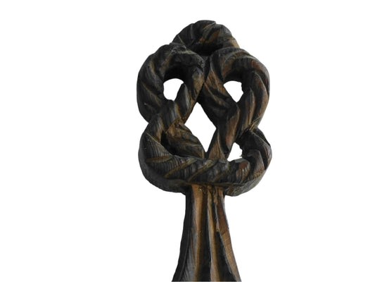 French antique wooden candle sconce with a carved wood detailing and rope effect. Antique wall decor.