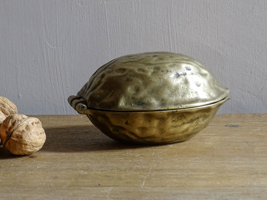 Vintage Brass Nutcracker in the Shape of a Walnut