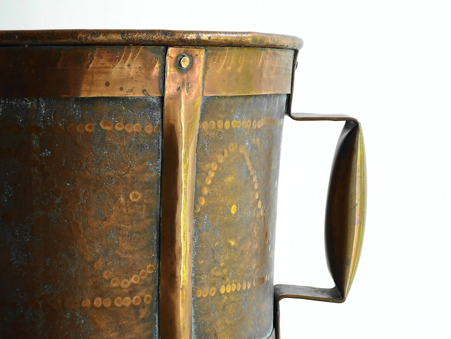 Antique Copper Ferrat from the Auvergne, Copper Water Carrier with Two Handles and Hammered Copper Design