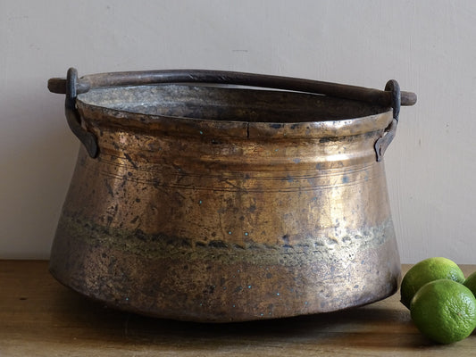 French antique copper cauldron with rich patina