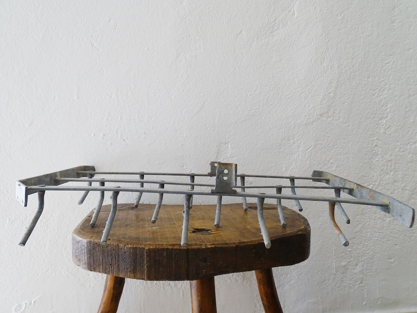 Vintage French Galvanised Herrison Bottle Drying Rack